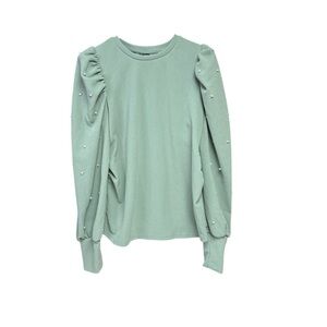 SHEIN Light Green Long Sleeve Top with Pearl Detail size small